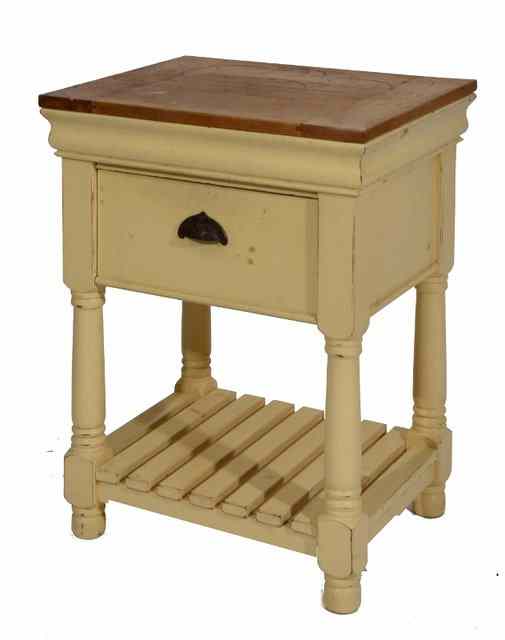 Appraisal: A TH CENTURY PINE AND CREAM PAINTED BUTCHERS BLOCK the