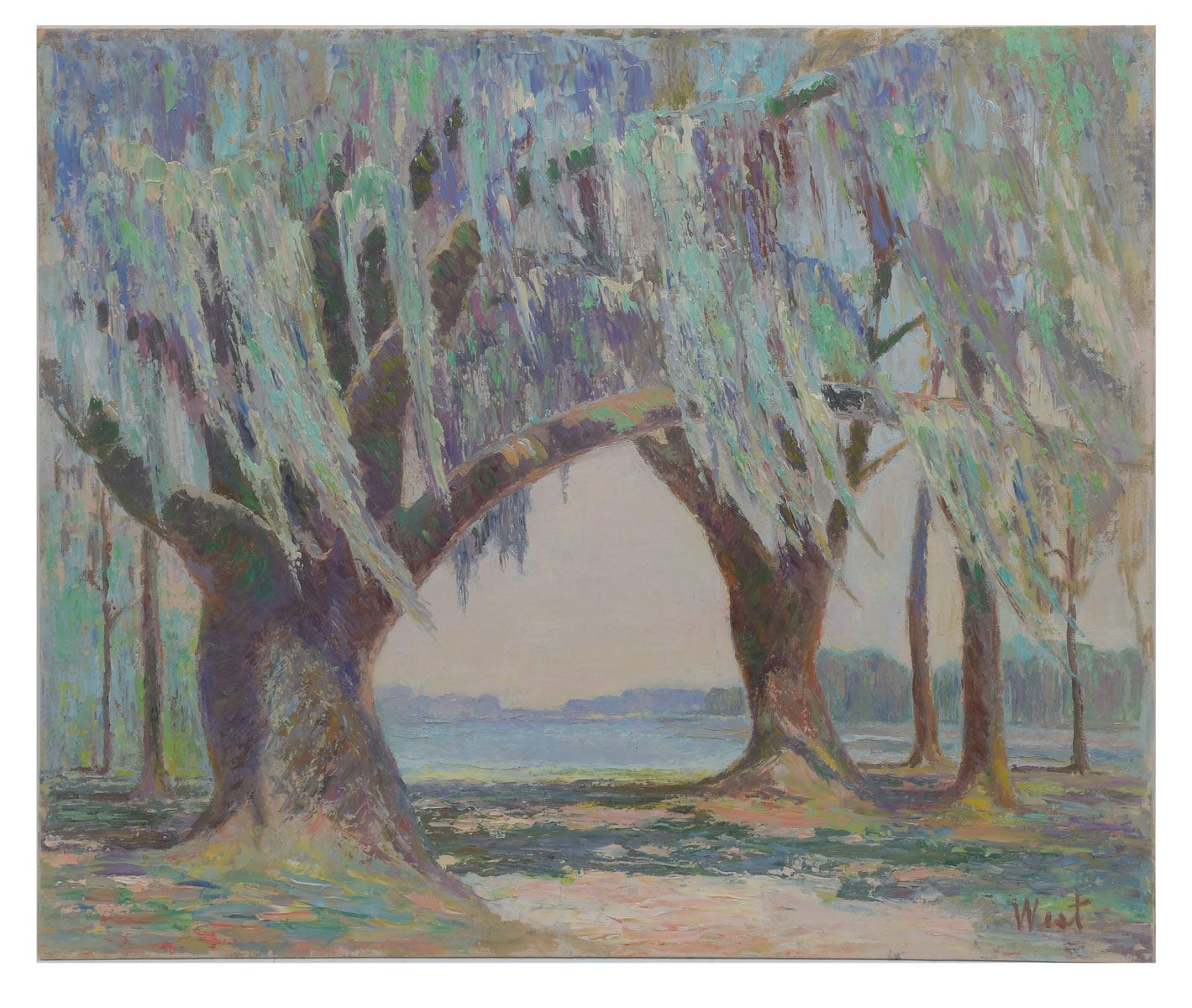 Appraisal: WEST Bernice American - Lakeside Florida Landscape Through the Cypress