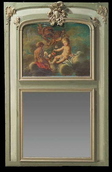 Appraisal: A Louis XV style painted trumeau mirror late th century