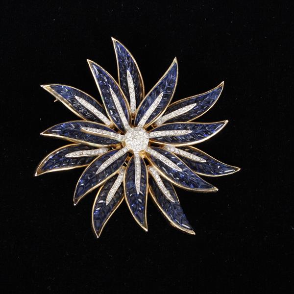 Appraisal: Trifari Alfred Philippe Starburst Flower Pin Brooch in blue