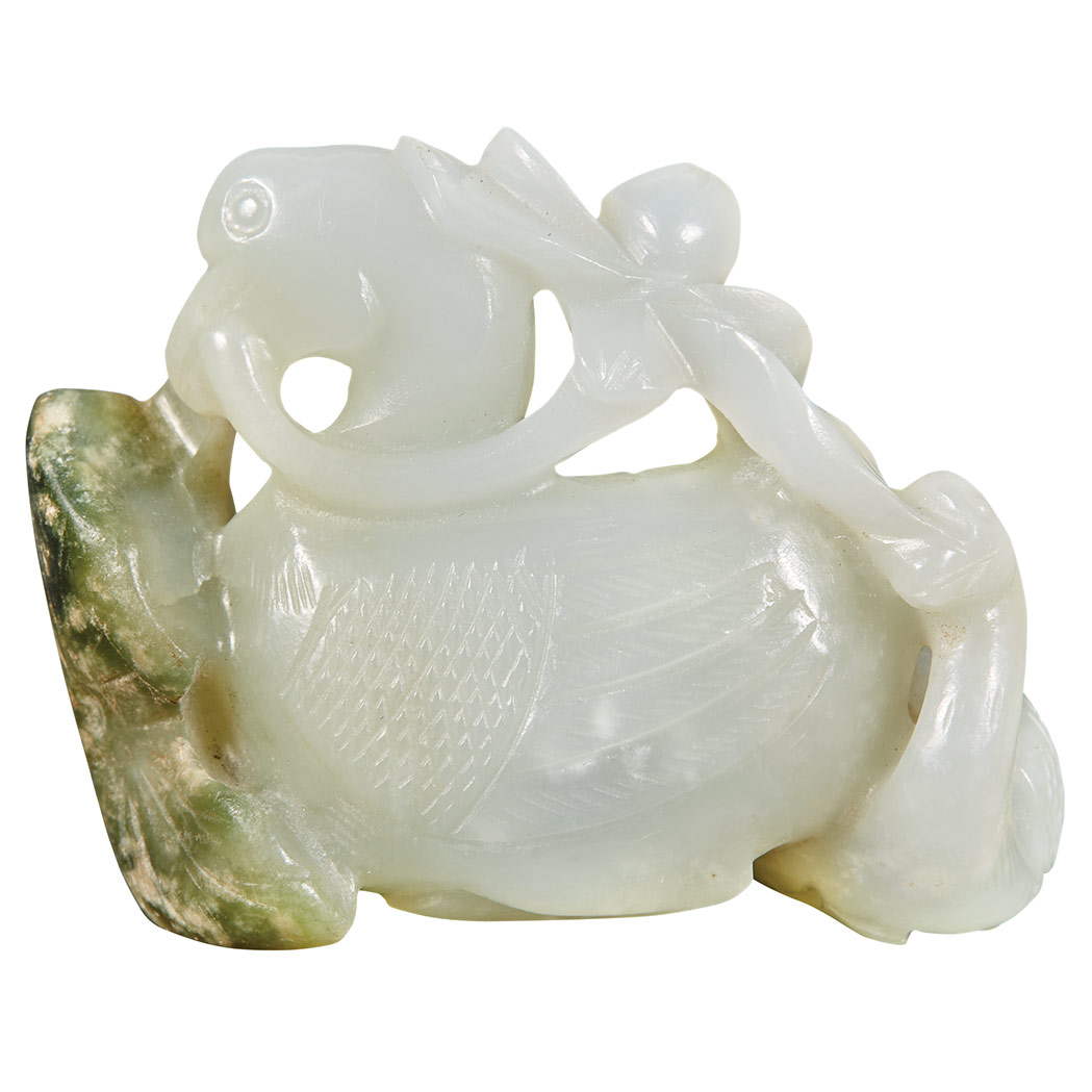 Appraisal: Chinese White Jade Goose Group Qing Dynasty Carved in a