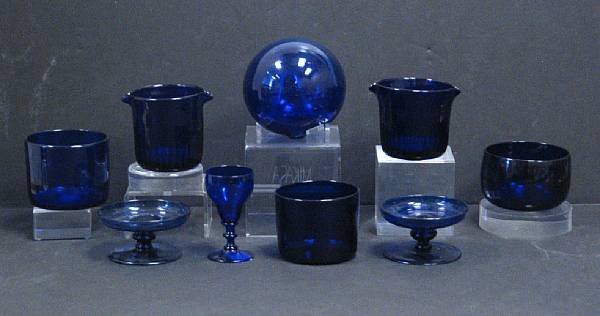 Appraisal: An assembled group of cobalt blue glass th century Comprising