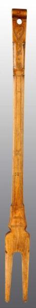 Appraisal: Folk Art Wooden Laundry Bride Stick with Etchings Description Fork