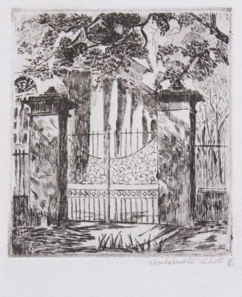 Appraisal: Antoinette Rhett SC - Charleston Gate etching on paper with