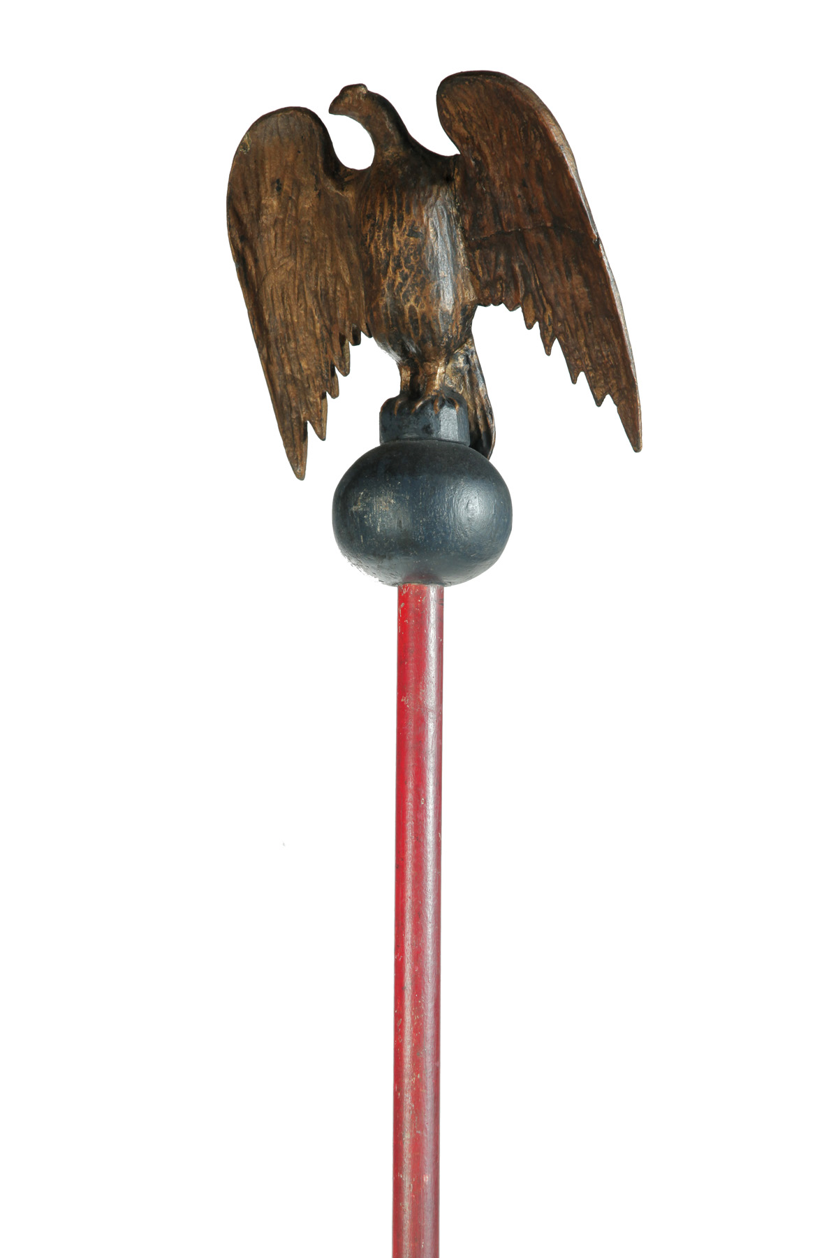 Appraisal: LODGE STAFF WITH CARVED EAGLE FINIAL American th century Full-bodied