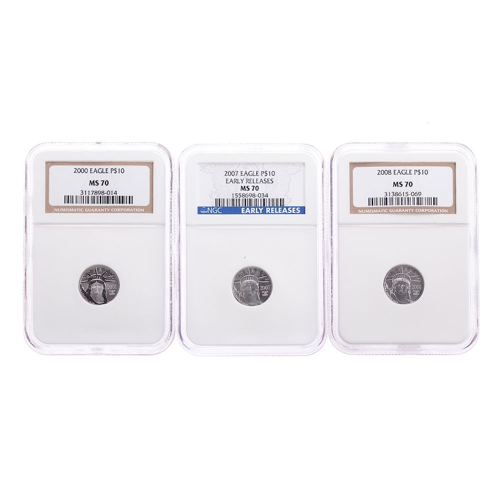 Appraisal: Three NGC MS- Platinum th oz Eagles Early Releases and