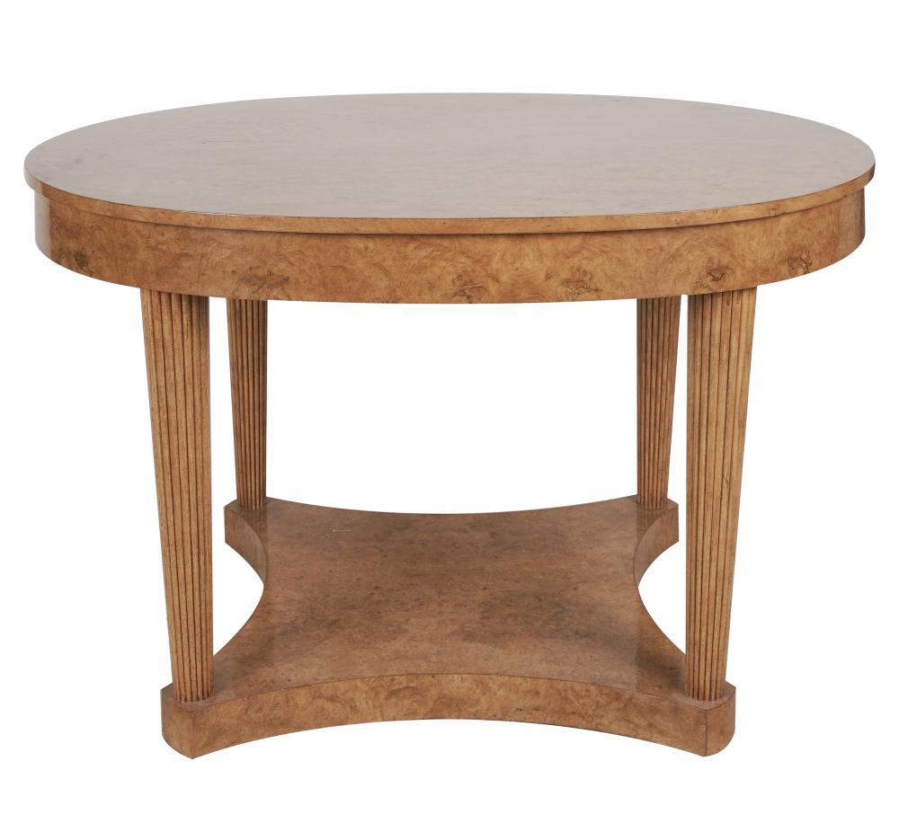 Appraisal: ROSE TARLOW NEOCLASSIC STYLE OVAL TABLEbirdseye maple with a frieze