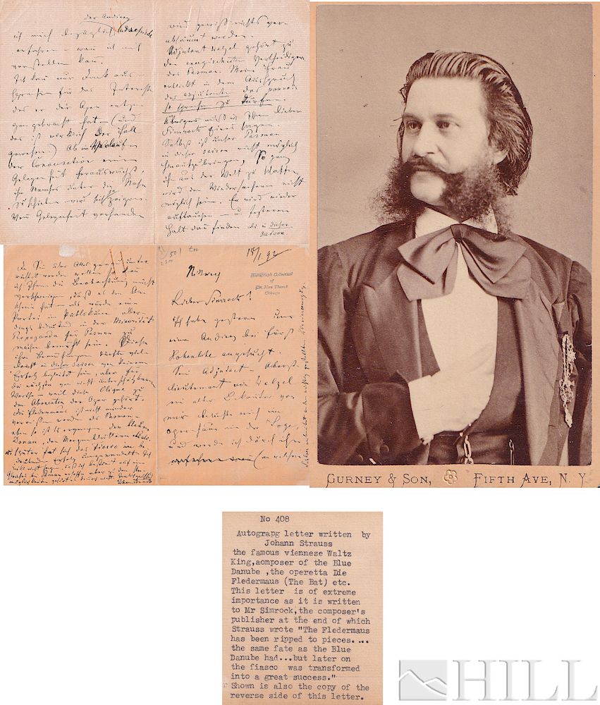 Appraisal: Johann Strauss II LOT Autographed Holograph Letter Johann Strauss II