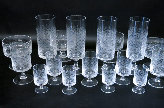 Appraisal: ROSENTHAL ROMANCE CRYSTAL STEMWARE SET thirty-three pieces comprised of water