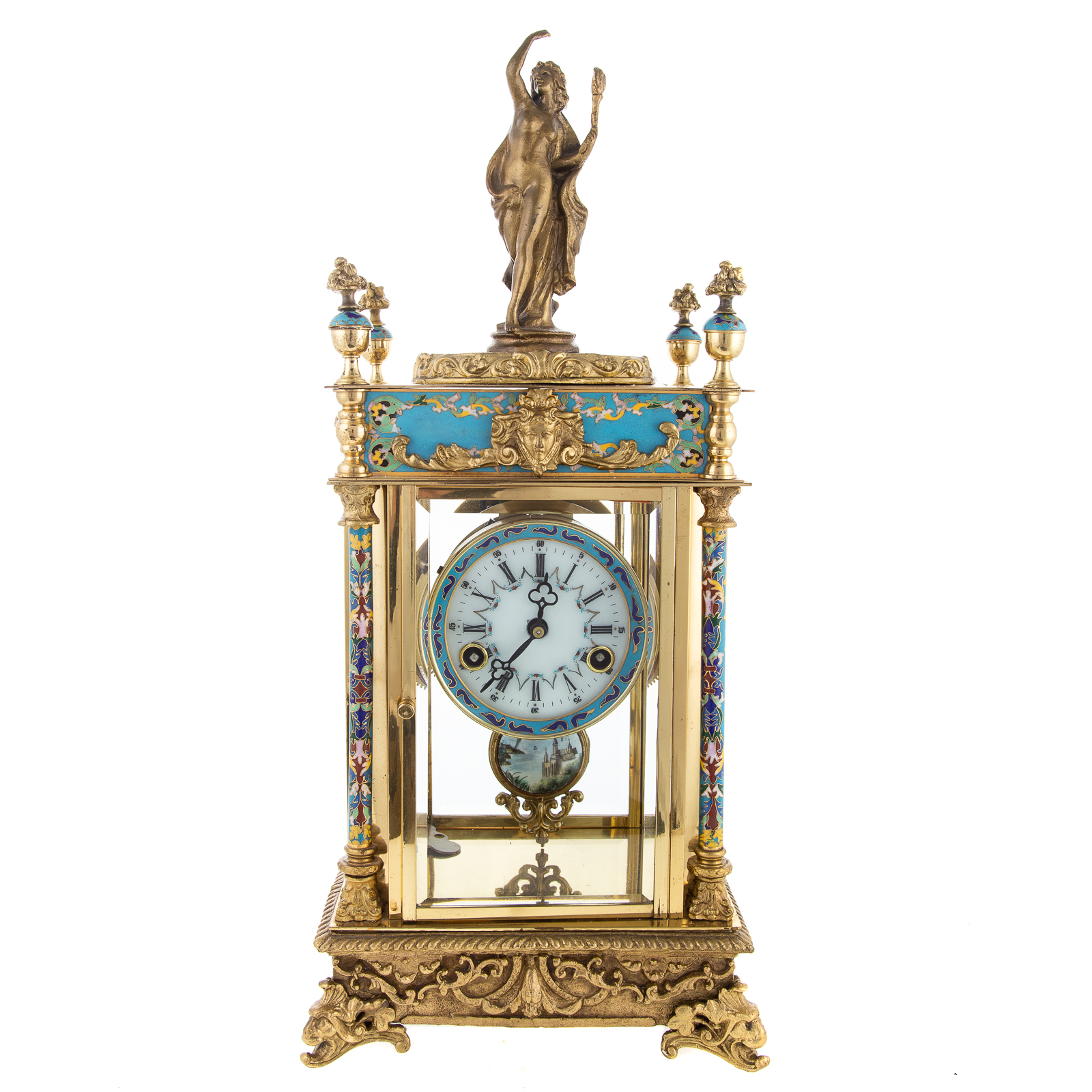 Appraisal: FRENCH CHAMPLEVE CASED REGULATOR th century bronze and gilt brass