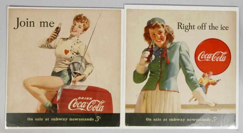 Appraisal: Lot of Cardboard Coca-Cola Posters Description Both feature s artwork