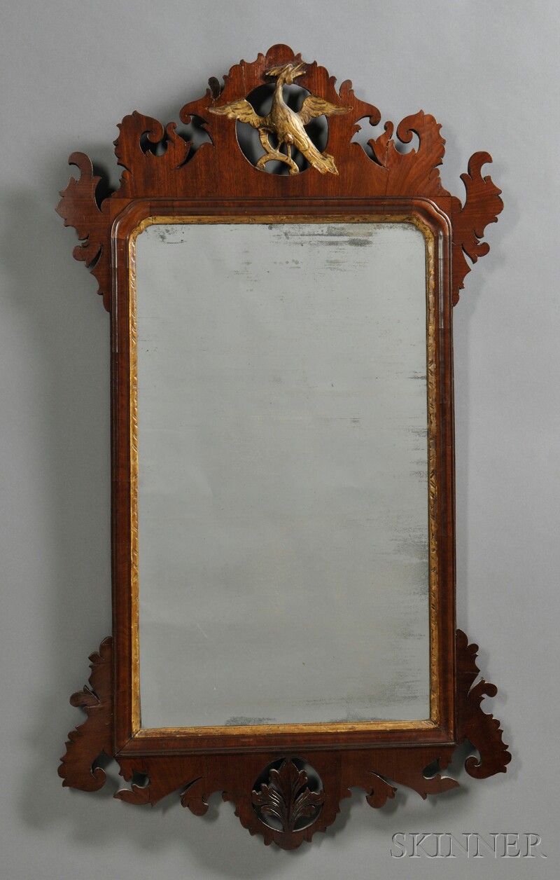 Appraisal: Chippendale Mahogany Veneer and Gilt-gesso Mirror probably England late th