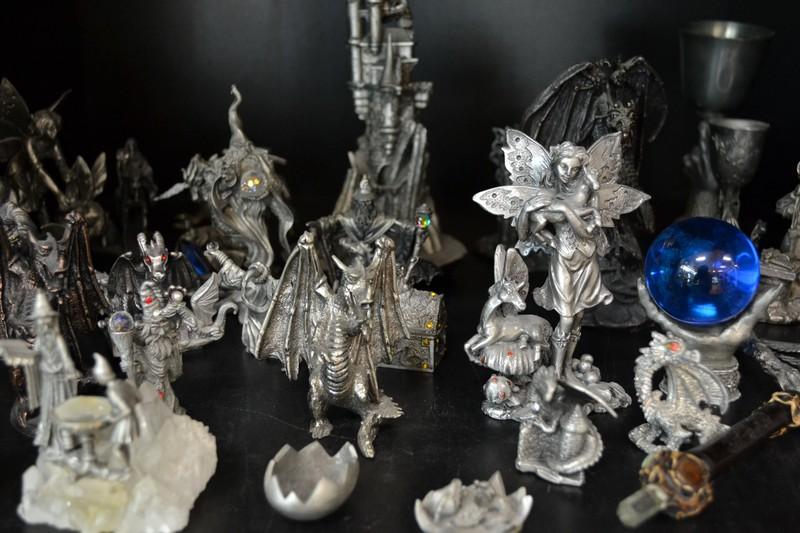 Appraisal: A SHELF LOT OF MYTHOLOGICAL MEDIEVAL STYLE TRINKETS INCL DRAGONS