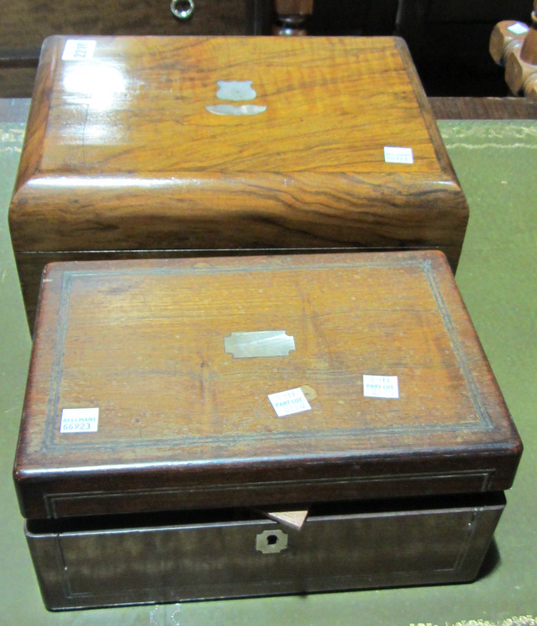 Appraisal: A th century rosewood jewellery box and a walnut jewellery