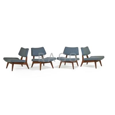 Appraisal: JENS RISOM Four lounge chairs Condition Report