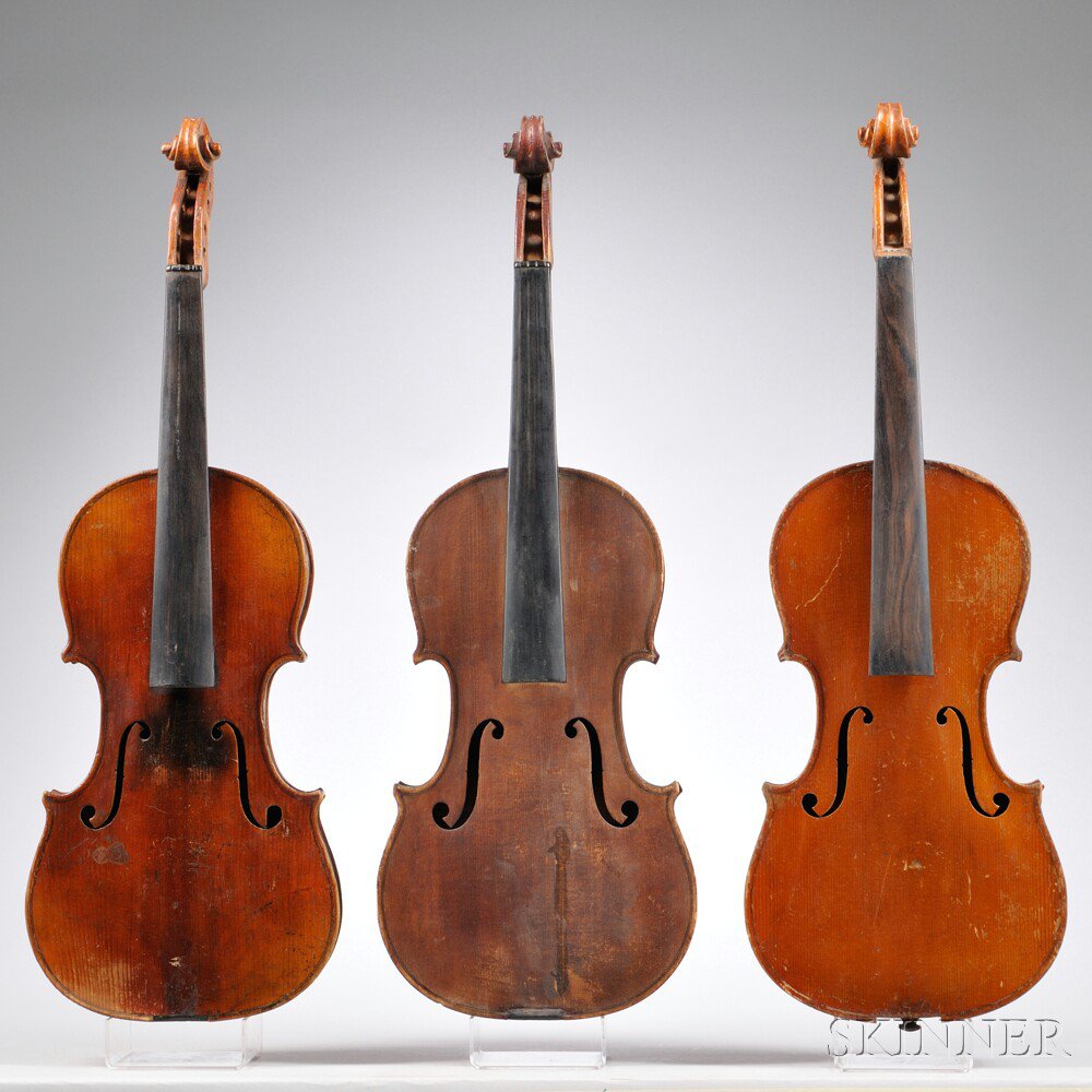 Appraisal: Three Full-size Violins all labeled STRADIVARIUS length of back and