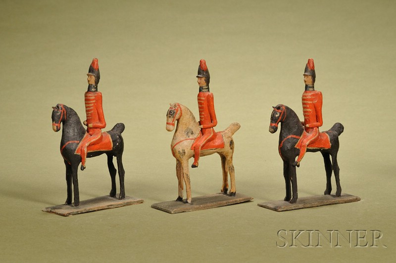 Appraisal: Three Nuremberg Soldiers on Horseback Germany mid th century painted