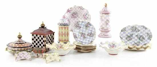 Appraisal: Collection MacKenzie-Childs tablewares New York circa comprising Honeymoon pattern chargers