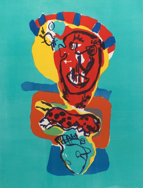 Appraisal: KAREL APPEL DUTCH - x image x sheet Untitled Blue