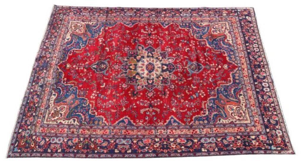 Appraisal: Hand-tied Persian Mashad rug approx ' l ' w Please