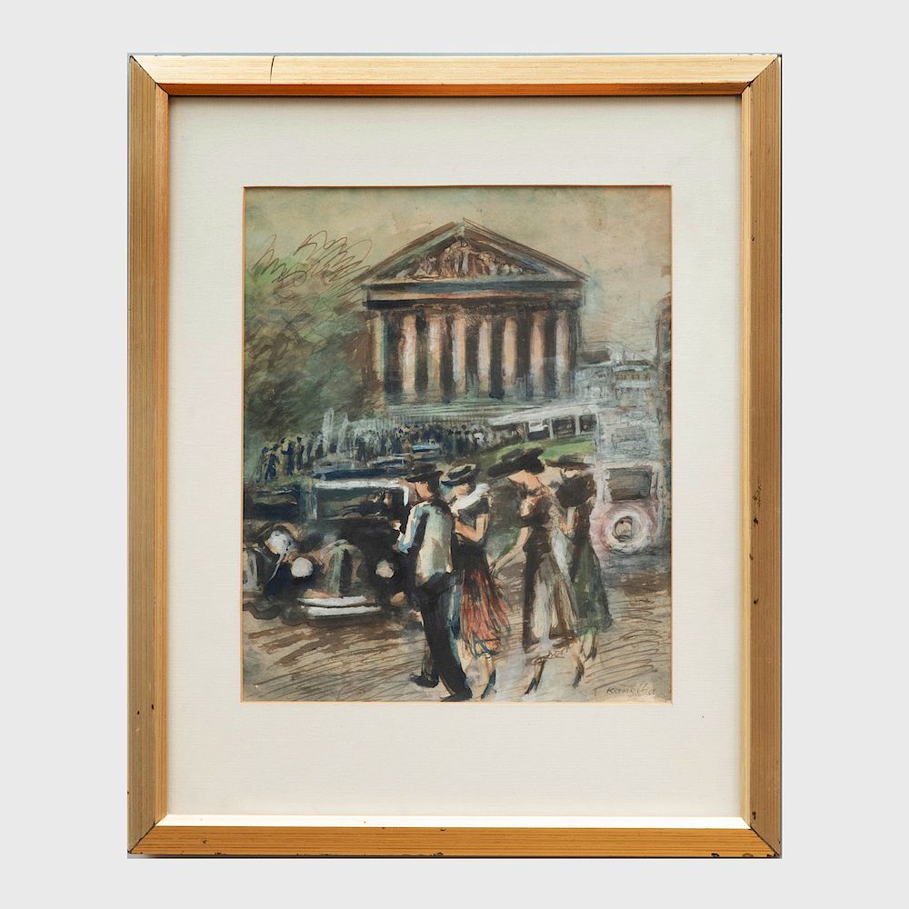 Appraisal: Raymond Kanelba - Place de la Madeleine Watercolor and gouache