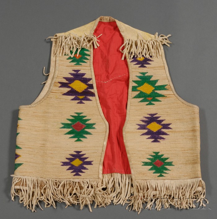 Appraisal: Plateau Hide and Cornhusk Vest c early th century yellow