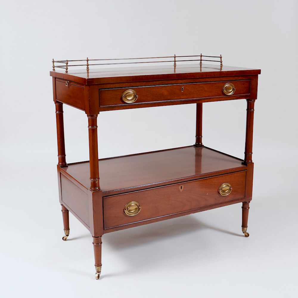 Appraisal: Federal Style Mahogany Serving Table Fitted with two serving slides