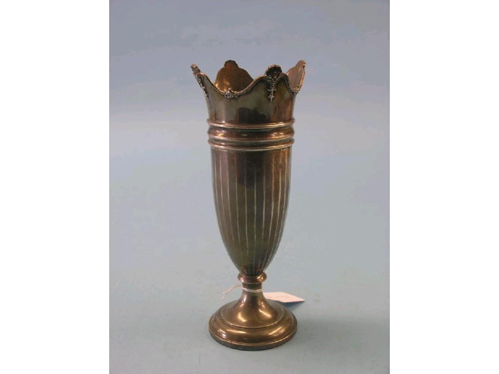 Appraisal: A silver vase tapering pedestal form with cast rim Birmingham