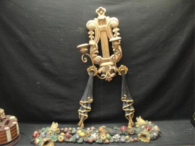 Appraisal: Lot of Decorative Wall Hangings Pair of gilt and lacquered