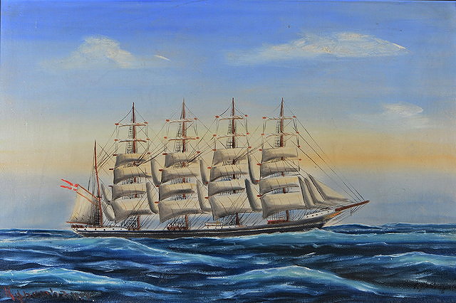 Appraisal: TH CENTURY DANISH SCHOOLPortrait of a four masted training ship