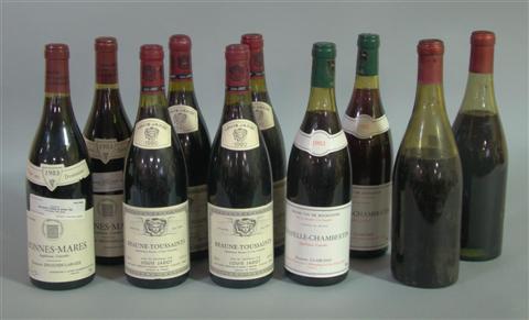 Appraisal: TEN BOTTLES OF MIXED BURGUNDY Includes two bottles of Dom