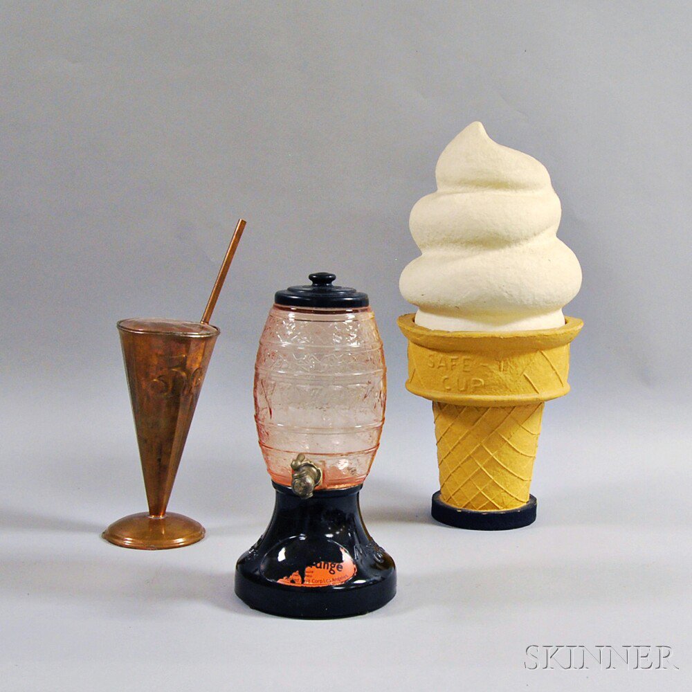 Appraisal: Three Display Items a large papier-mache soft serve ice cream