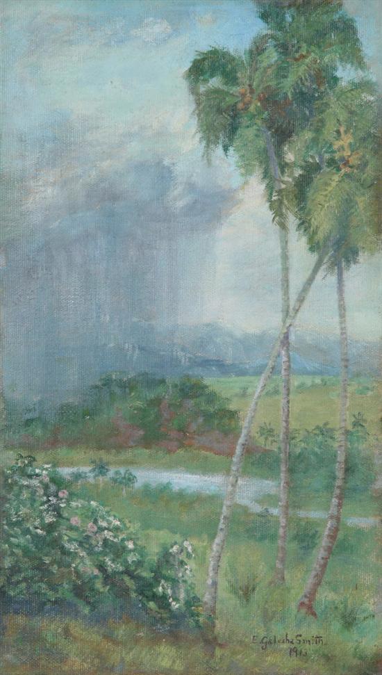 Appraisal: E GALUSHA SMITH American b TROPICAL LANDSCAPE signed and dated