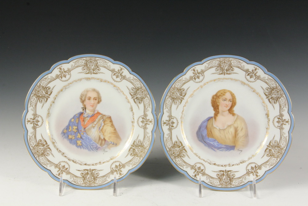 Appraisal: SEVRES ROYAL PORTRAIT PLATES - A pair of Sevres porcelain