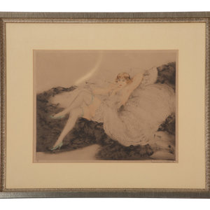 Appraisal: Louis Icart French - Sur Le Divan dry-point and etching