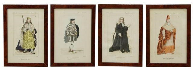 Appraisal: lot of Framed hand-colored engravings on paper historical costumes from