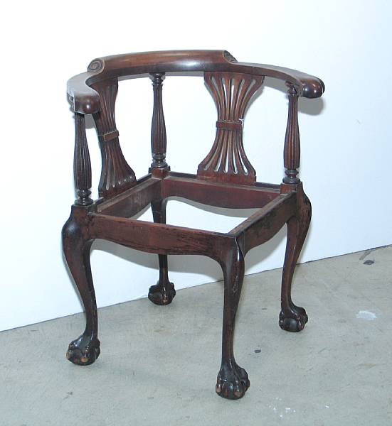 Appraisal: A Chippendale style mahogany corner chair first quarter th century