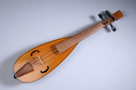 Appraisal: AMERICAN WALNUT THREE-STRINGED REBEC George Kelischek paper label With bow