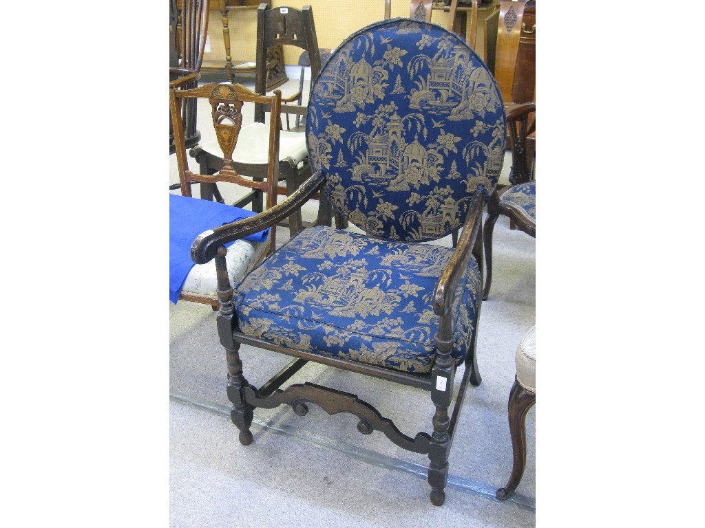 Appraisal: Upholstered open armchair