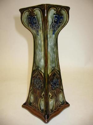 Appraisal: A ROYAL DOULTON STONEWARE ART NOUVEAU VASE of tapering square