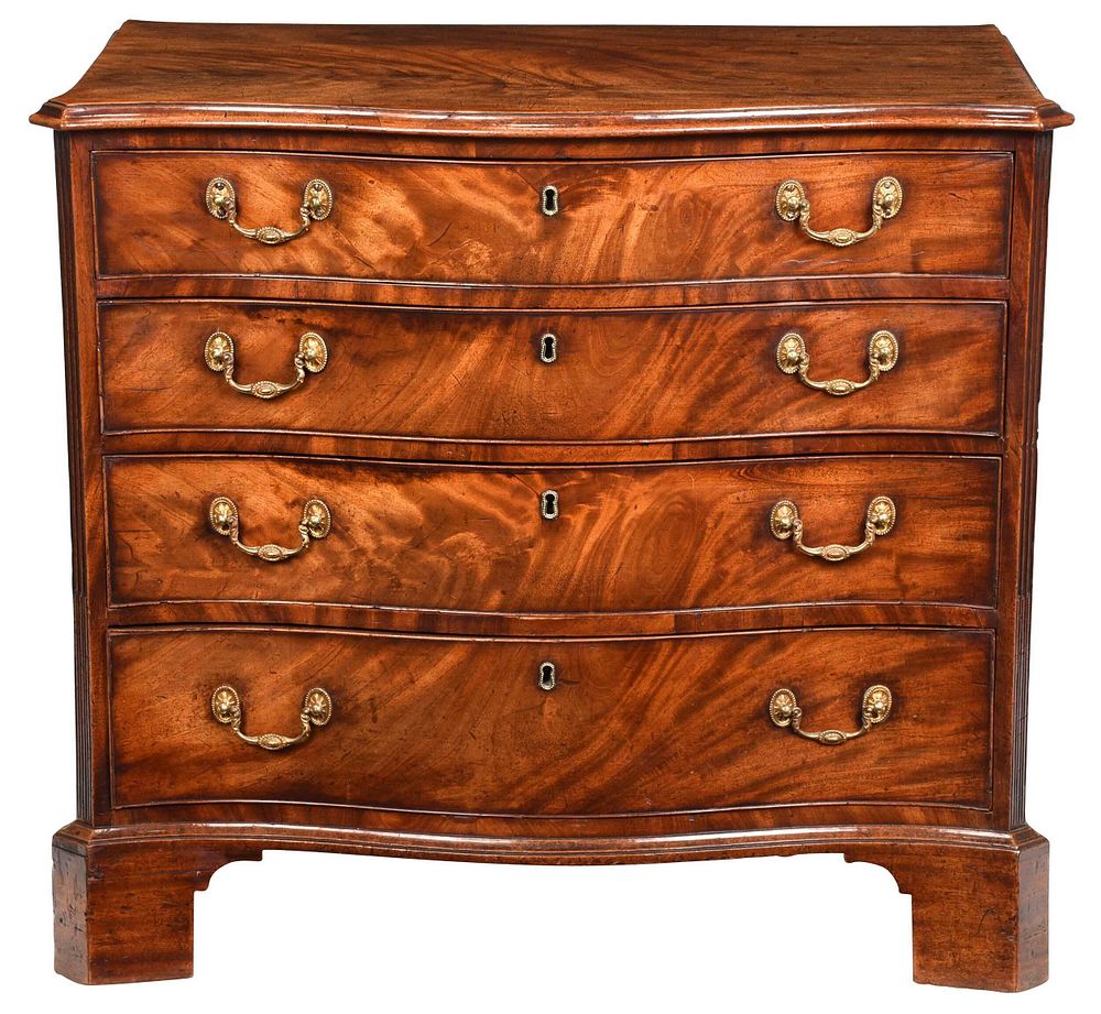 Appraisal: Very Fine George III Mahogany Serpentine Commode British th century