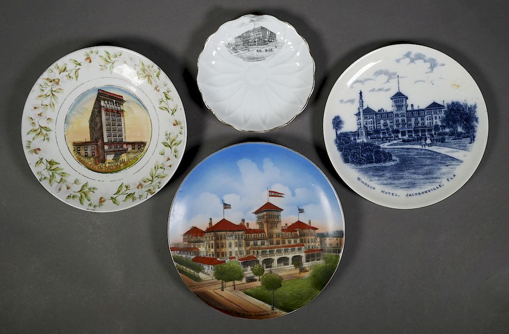 Appraisal: JACKSONVILLE Souvenir Plates Windsor Hotel Four vintage souvenir plates of