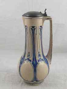 Appraisal: An Art Noveau stoneware ewer by Simon Gerz model No