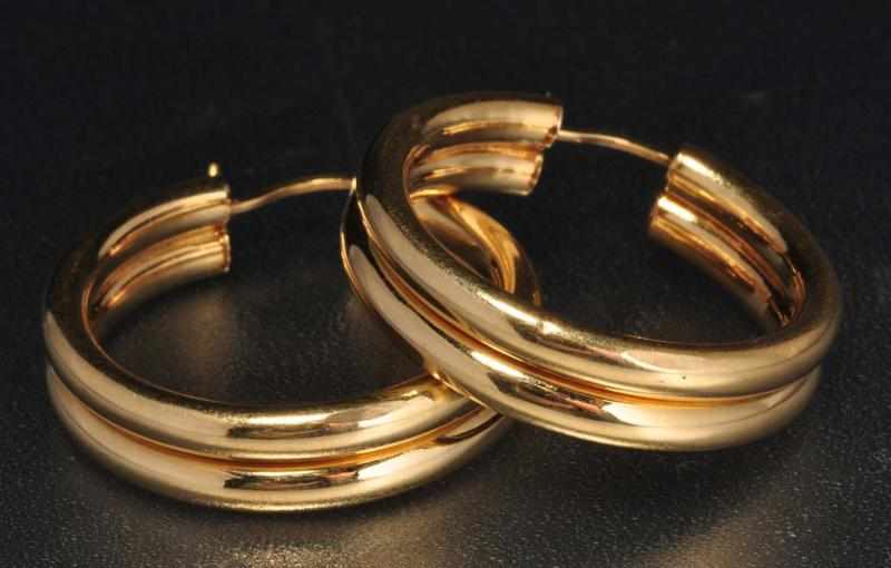 Appraisal: Pair of K Y Gold Hoop Earrings Description Weight dwt