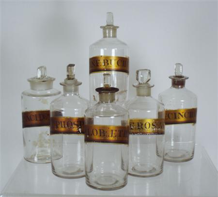 Appraisal: A set of twelve early th century graduated glass Apothecary