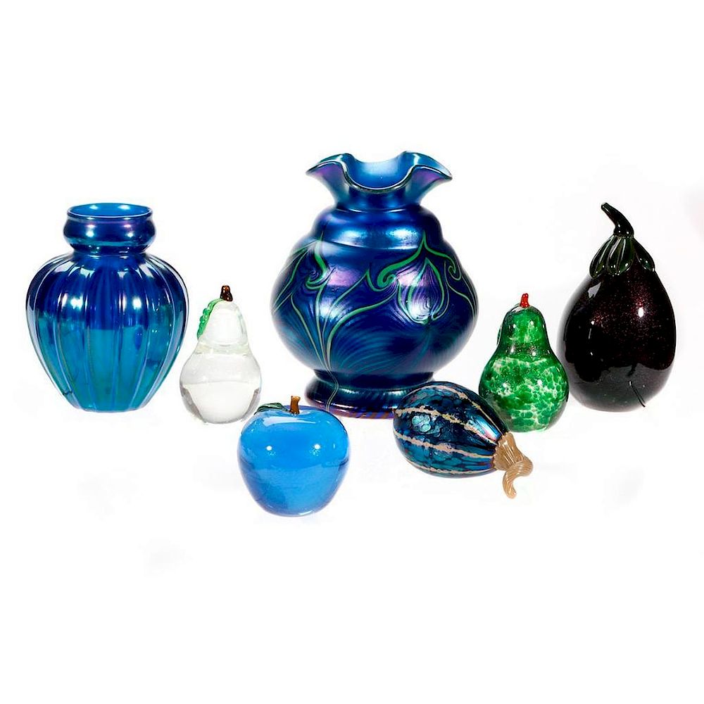 Appraisal: Seven pieces of Art Glass Five Orient and Flume Art