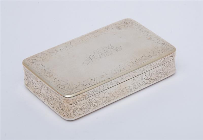 Appraisal: WILLIAM IV MONOGRAMMED SILVER SNUFF BOX Marked E E London