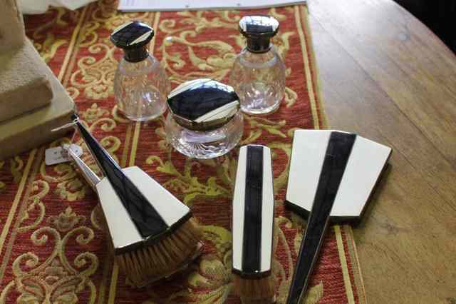 Appraisal: AN ART DECO EIGHT PIECE DRESSING TABLE SET black and