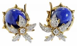 Appraisal: Schlumberger for Tiffany kt Lapis and Diamond Earclips thorn and