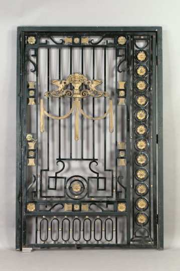 Appraisal: Large Pair of Neoclassical-Style Cast-Iron Driveway Gates the border featuring